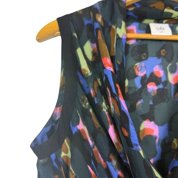 Cabi Sleeveless Flaunt Blouse Sz Medium Surplice Neckline Abstract Print Draped - Picture 5 of 11